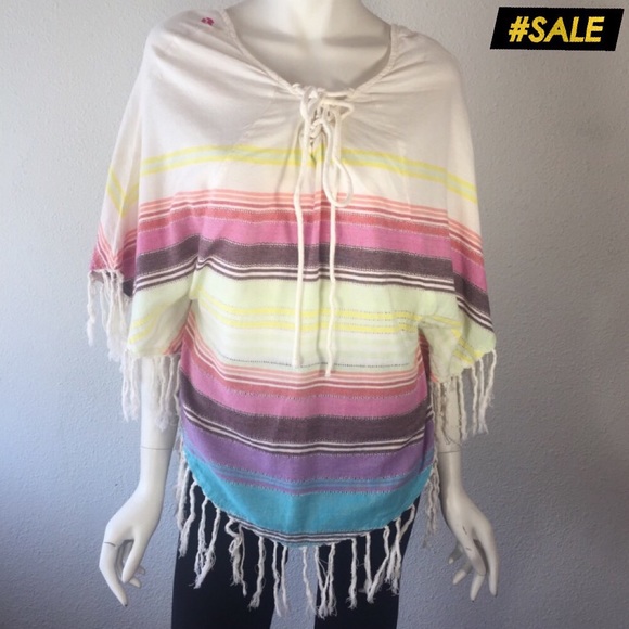 Billabong Sweaters - Billabong Cover Up Poncho S/M rainbow fringe